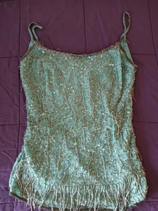 Vestido de fiesta turquesa con lentejuelas