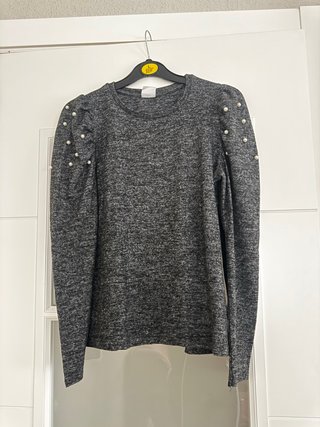 Jersey Zara Gris con Perlas Talla S