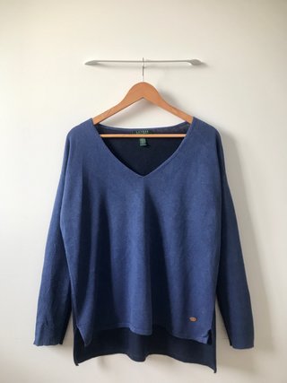 Jersey Ralph Lauren Mujer L Oversize Azul Bicolor
