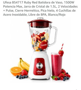 Batidora de Vaso Ufesa BS4717 Ruby Red