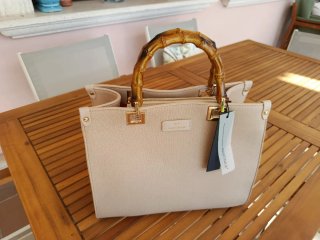 Bolso Martina K Beige con Asas de Bambú