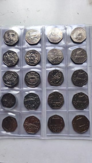 Colección 20 Monedas 50 Pence Isla de Man
