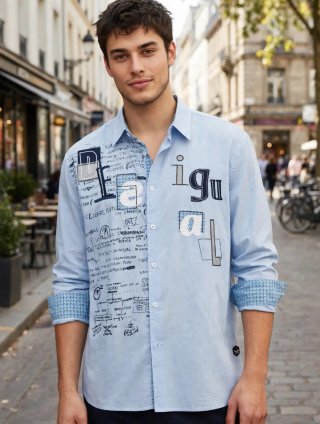 Camisa Desigual Hombre Celeste XXL