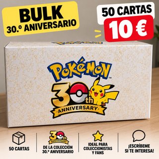 Bulk 50 Cartas Pokémon 30.º Aniversario