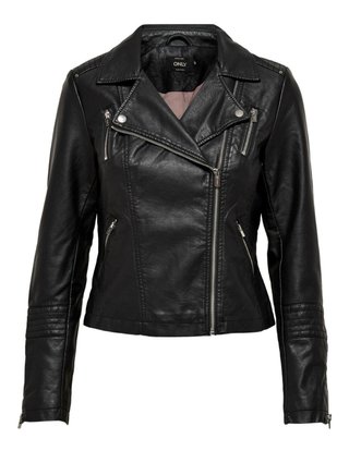 Cazadora Biker ONLY Efecto Piel Negra Talla L