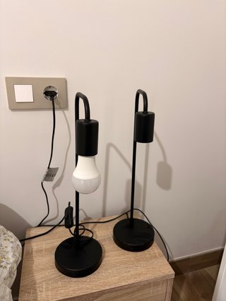 Set de 2 Lámparas de Mesita Negras