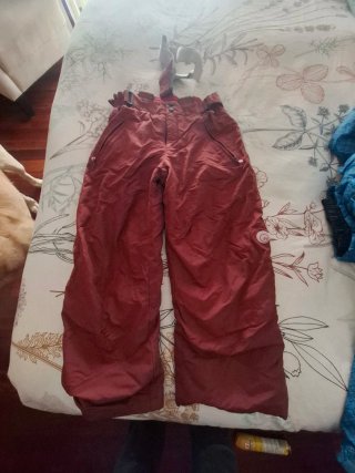 Pantalón de Esquí Talla 8 Granate con Tirantes