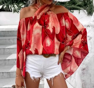 Blusa Estampada con Hombros Descubiertos