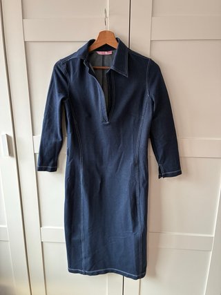 Vestido de punto que parece  vaquero, azul.