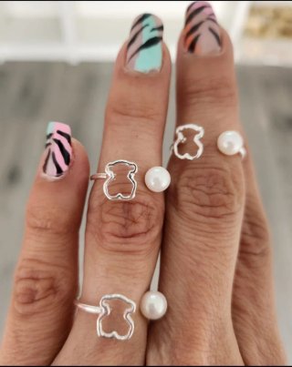 Anillo Tous Oso con Perla plata de ley
