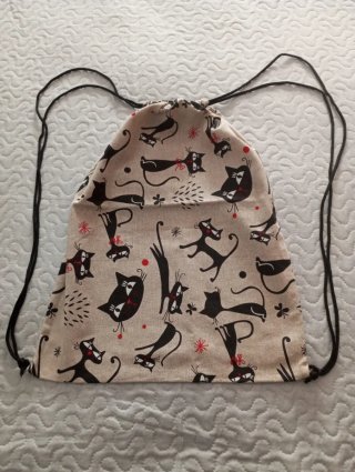 Mochila Tote Bag Artesanal Estampado Gatos