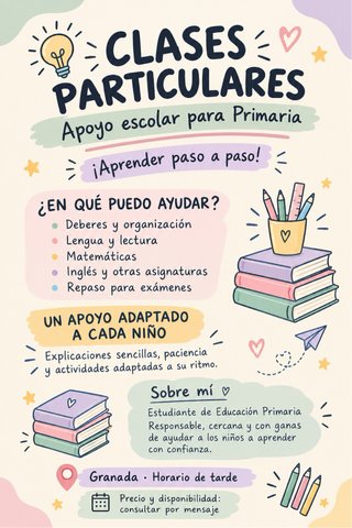 Clases particulares de apoyo escolar para niños.