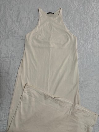 Vestido largo Zara beige talla S