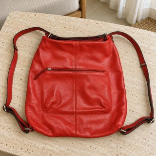 Bolso Mochila de Piel Rojo