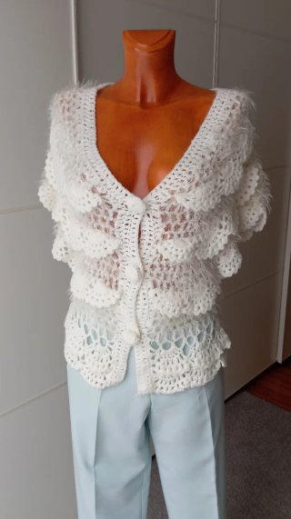 Chaqueta Vintage ganchillo, punto blanco.