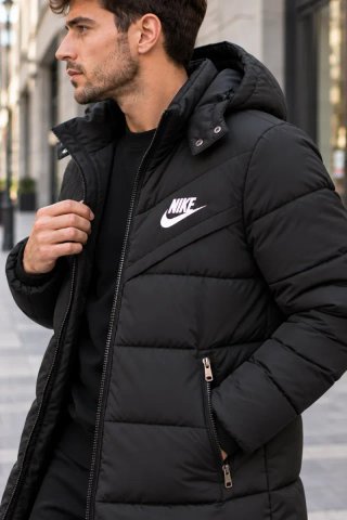 Parka Larga Acolchada Nike Negra Talla L