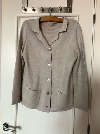 Chaqueta/Blazer de punto beige-gris