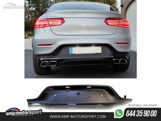DIFUSOR TRASERO CON COLAS CROMADAS PARA MERCEDES GLC COUPE C253 NEGRO MATE/BRILLO