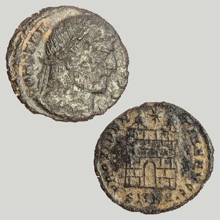 Moneda Romana Constantino I - Puerta de Campamento
