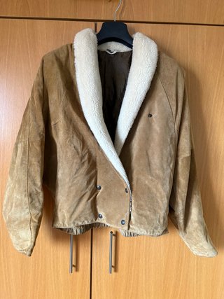 Cazadora Vintage de Ante Camel con Cuello