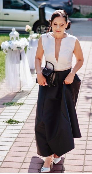 Vestido Elegante Bicolor Blanco y Negro