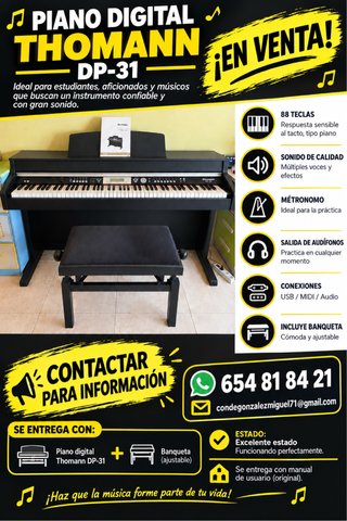 Piano Digital Thomann DP-31 con Banqueta
