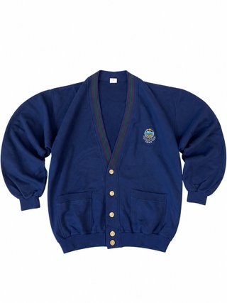 Cárdigan Vintage Azul Marino con Escudo