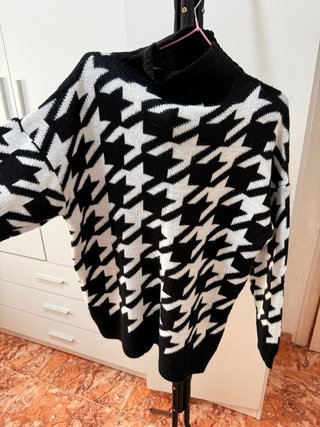 Jersey de punto estampado pata de gallo