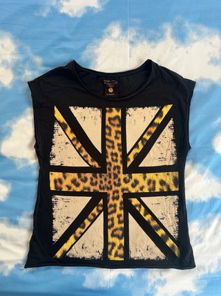 Camiseta Negra Estampado Animal Print Talla S