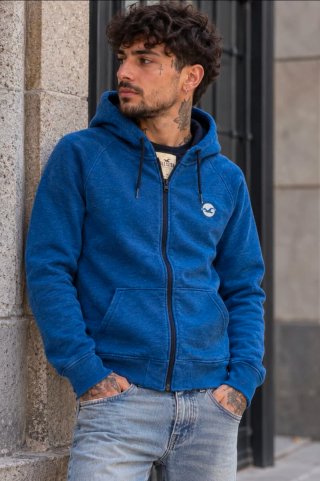 Sudadera Azul con Cremallera Hollister Talla S