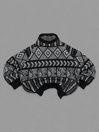 Jersey Vintage Geométrico Negro y Gris