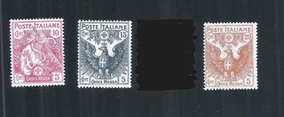3 Francobolli Italia 1915-16 Croce Rossa