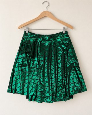 Falda Verde Metalizada Estampado Escamas Talla M