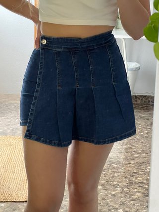 Falda pantalón vaquera plisada