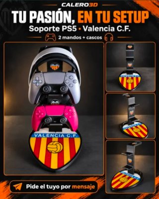 Soporte PS5 Valencia CF para Mandos y Cascos