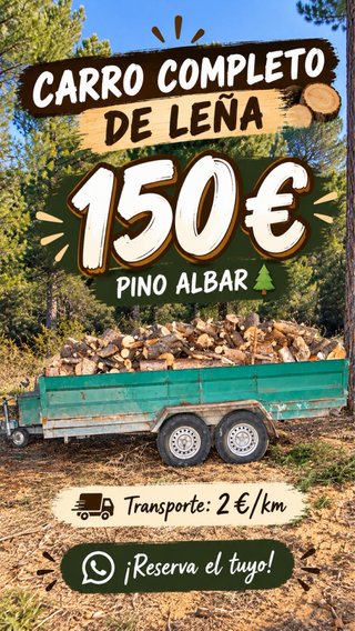 Carro completo de leña de pino albar