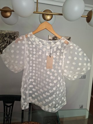 Blusa Blanca de Lunares Lefties Talla S
