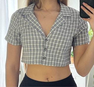 Camisa Crop Top Cuadros Pull&Bear Talla M