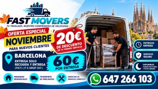 Mudanzas, transporte y montaje: 20 €/hora.