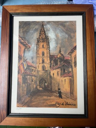 Litografía Catedral de Oviedo - Díaz de Orosia