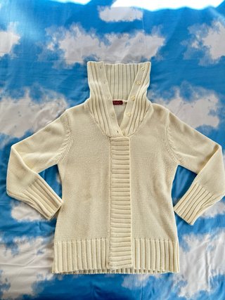 Jersey Blanco Roto con Cremallera