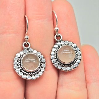 Pendientes de Plata 925 y Cuarzo Rosa