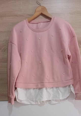Jersey con Abalorios y Detalle de Camisa