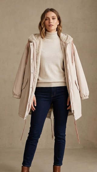 Parka Larga Southern Cotton Rosa Talla S