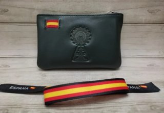MONEDERO PIEL VERDE VIRGEN DEL PILAR + PULSERA REG