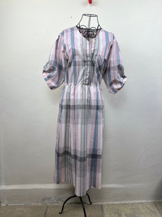 Vestido largo retro Betty Barclay cuadros rosa