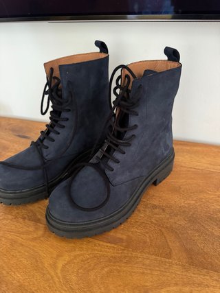Botines de Piel Vuelta Azules Talla 37