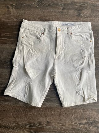 Pantalón Vaquero Corto Blanco Bershka