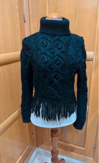 Jersey Zara Negro con Flecos Talla S