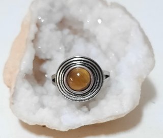 Anillo Plata de Ley 925 y Ojo de Tigre - Talla 17